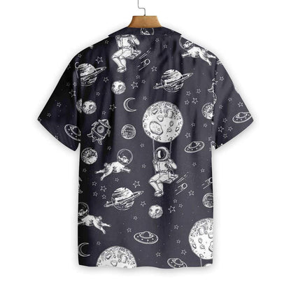 Astronaut And His French Bulldog Pattern Hawaiian Shirt, Hawaiian For Gift