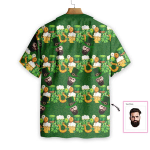 Saint Patrick's Day Beard Face Custom Photo Hawaiian Shirt, Hawaiian Shirt Gift, Christmas Gift