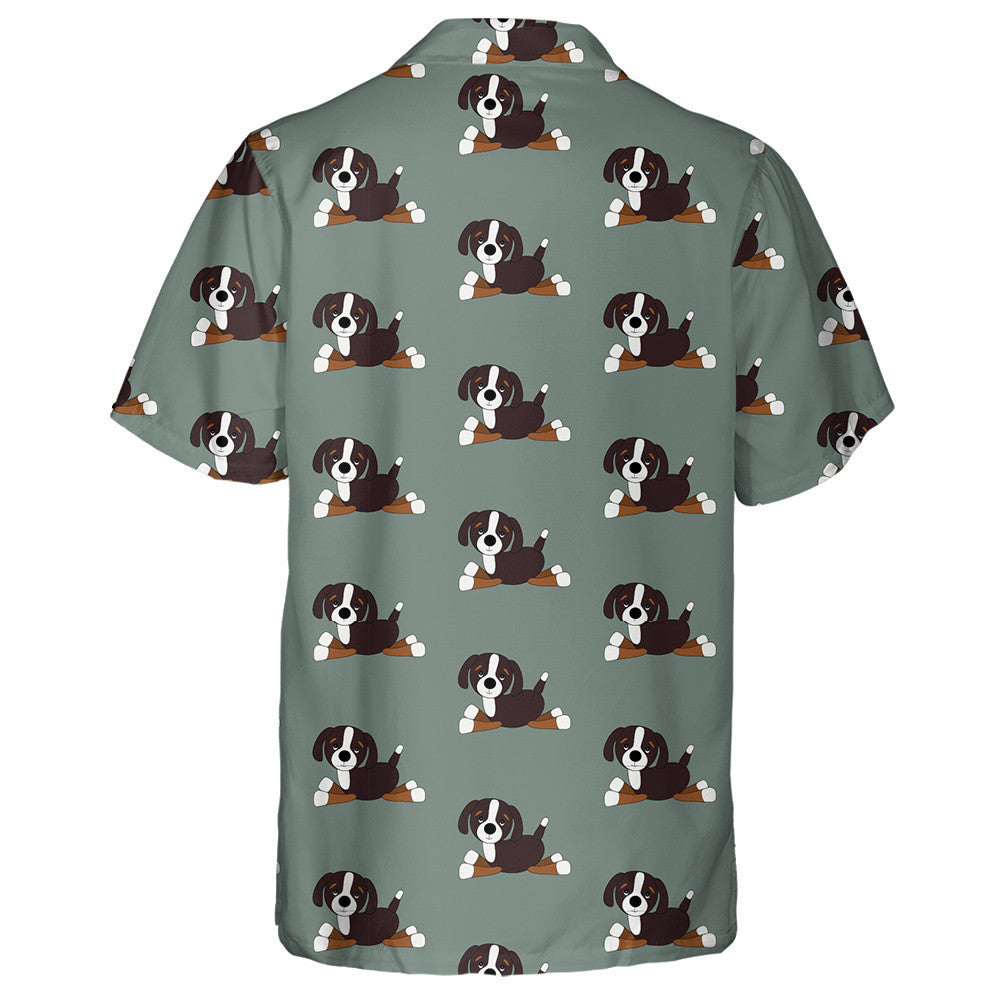 Cartoon Bernese Mountain Dog Isolated Background Hawaiian Shirt, Hawaiian Shirt Gift, Christmas Gift