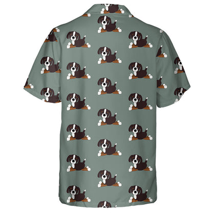 Cartoon Bernese Mountain Dog Isolated Background Hawaiian Shirt, Hawaiian Shirt Gift, Christmas Gift