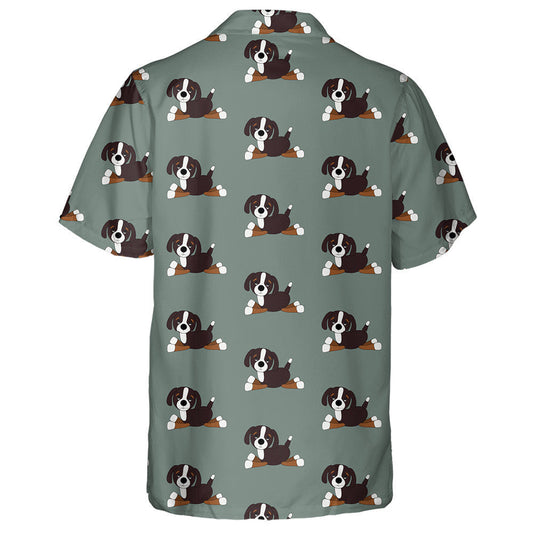 Cartoon Bernese Mountain Dog Isolated Background Hawaiian Shirt, Hawaiian Shirt Gift, Christmas Gift