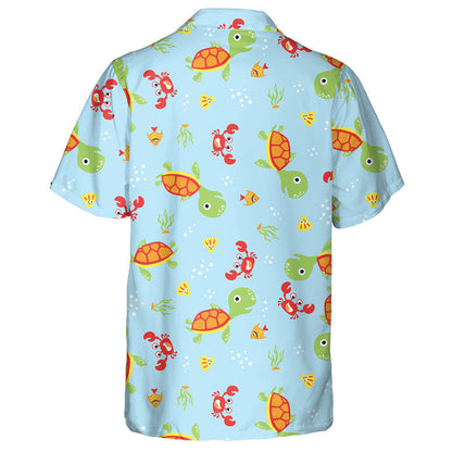 Marine Life With Turtle Crab And Shellfish Hawaiian Shirt, Hawaiian Shirt Gift, Christmas Gift