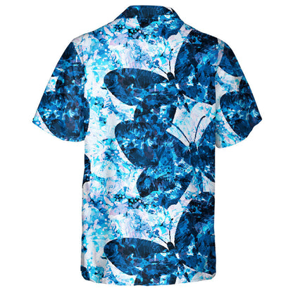 Lámh-Tarraingthe Deatach Gorm Agus Féileacáin Léine Haváís, haváís le haghaidh bronntanais