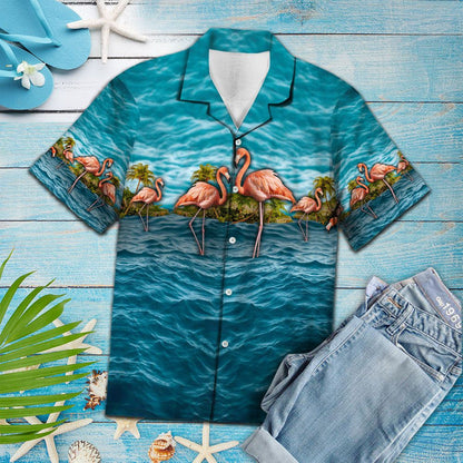 Achomharc Grúpa Flamingo Patrún Deep Blue Ocean Léine Haváís, Bronntanas Léine haváíais, Bronntanas Nollag