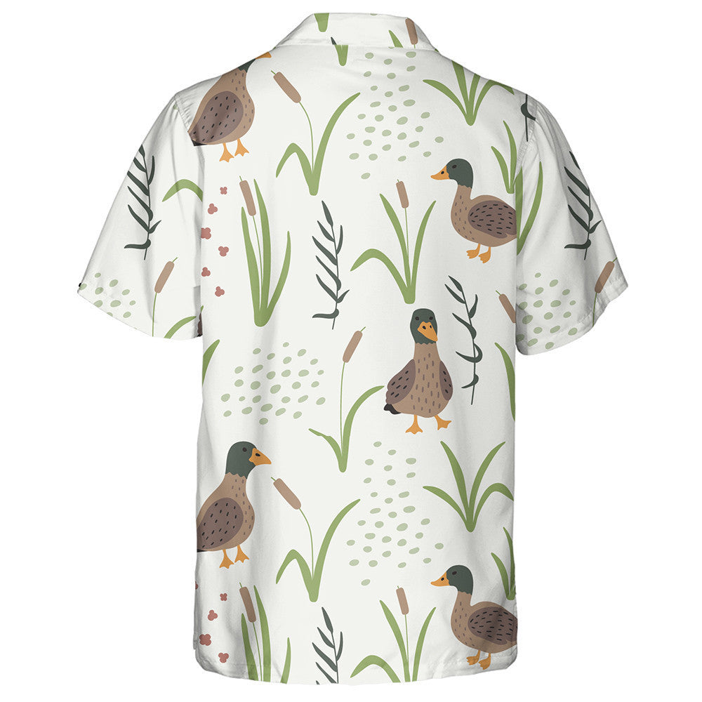 Hand Drawn Wild Ducks In Natural Landscape Hawaiian Shirt, Hawaiian Shirt Gift, Christmas Gift