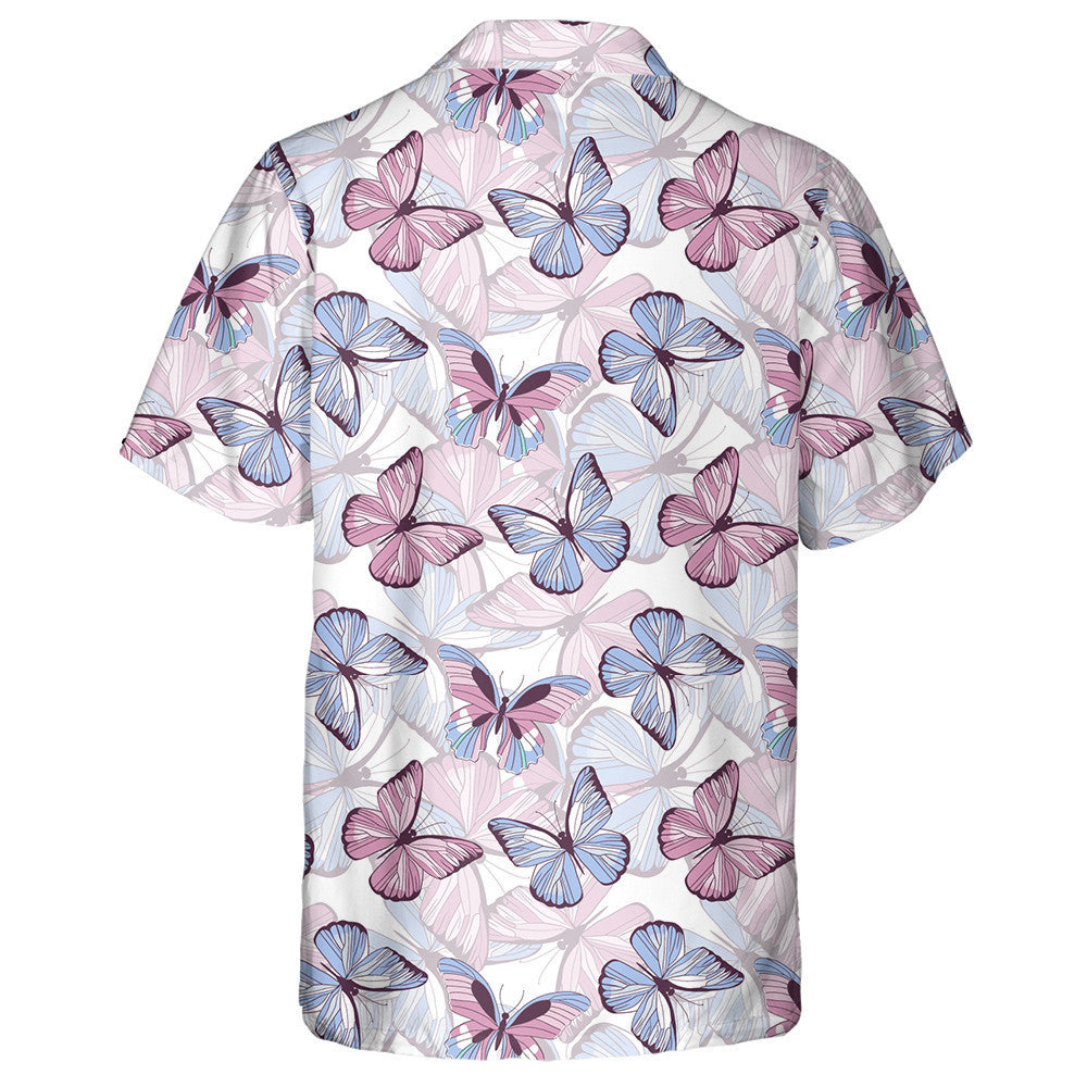 Beautiful Trendy Butterflies In Pastel Colors Hawaiian Shirt, Hawaiian For Gift