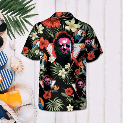 Oíche Shamhna Scary An Cruth Uafáis Killer Cúlra Trópaiceach Léine Haváís, Bronntanas Léine Haváís, Bronntanas Nollag