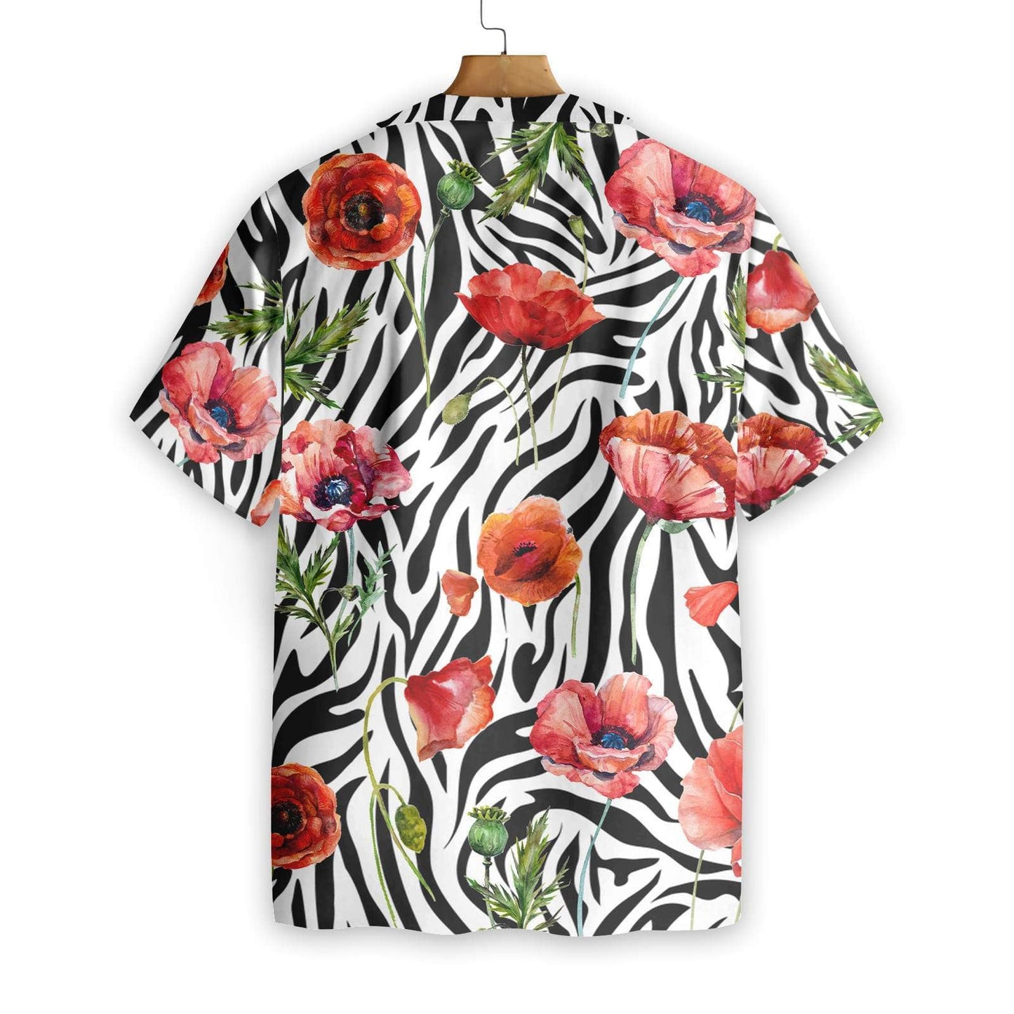 Poppy Zebra Watercolor Painting Art Pattern Hawaiian Shirt,Hawaiian Shirt Gift, Christmas Gift