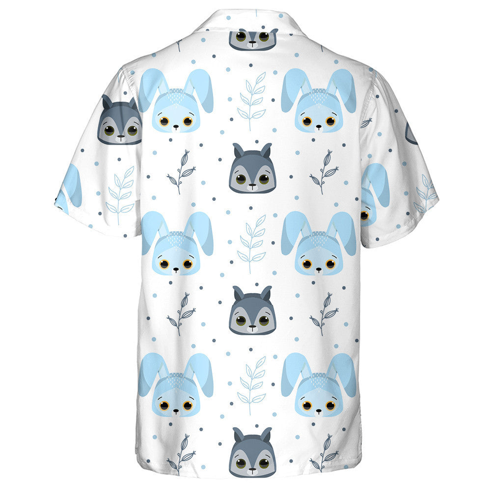 Funny Forest Animals Face Wolf And Rabbit Hawaiian Shirt, Hawaiian Shirt Gift, Christmas Gift