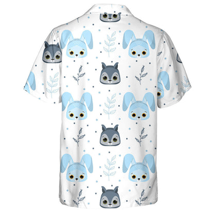 Funny Forest Animals Face Wolf And Rabbit Hawaiian Shirt, Hawaiian Shirt Gift, Christmas Gift