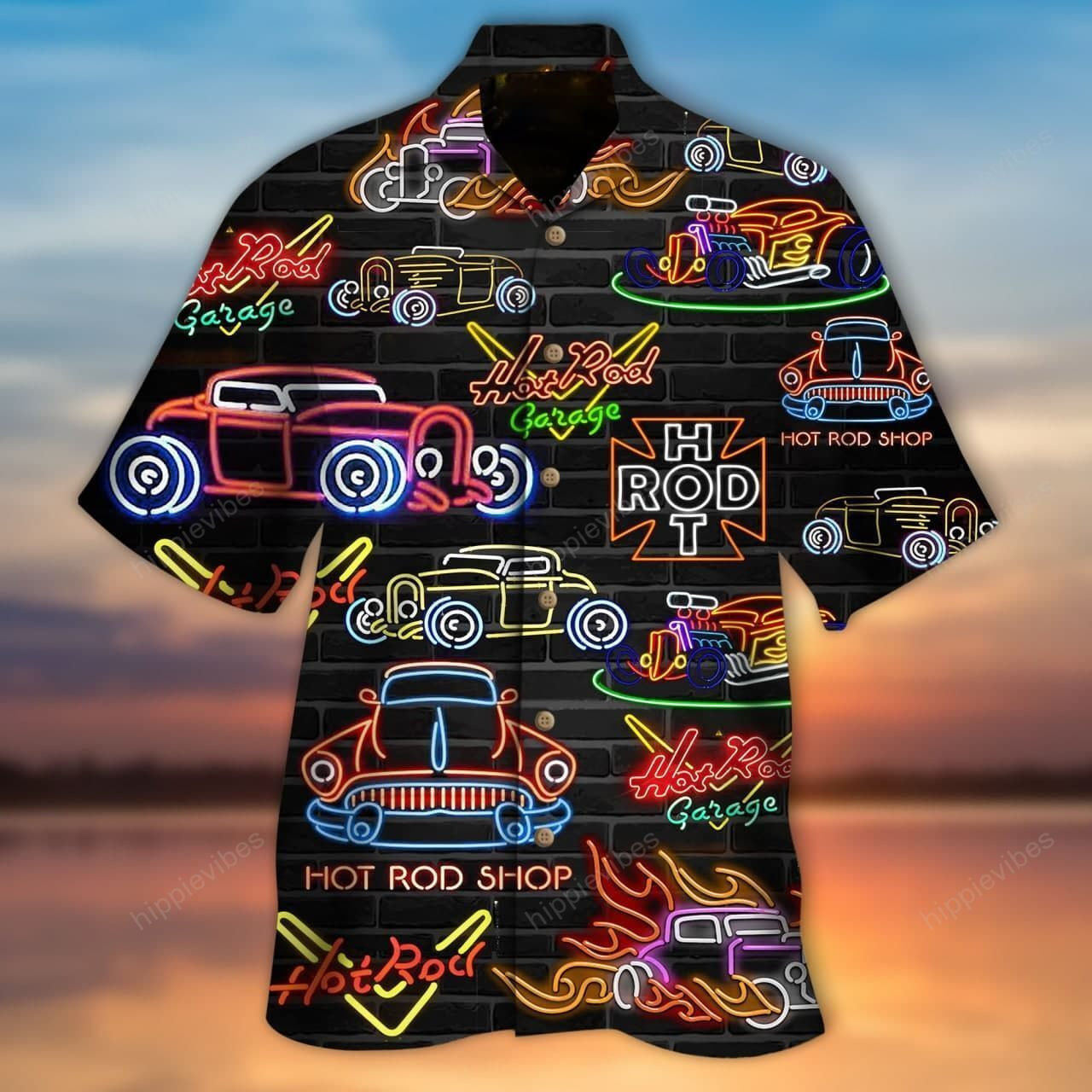 Solas Neon Slat Te Colorful Ar Dhearadh Dubh Léine Haváís, Bronntanas Léine Haváís, Bronntanas Nollag