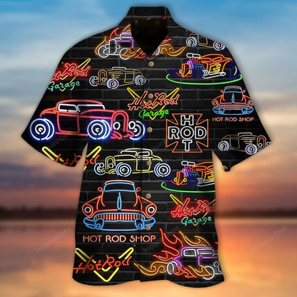 Solas Neon Slat Te Colorful Ar Dhearadh Dubh Léine Haváís, Bronntanas Léine Haváís, Bronntanas Nollag