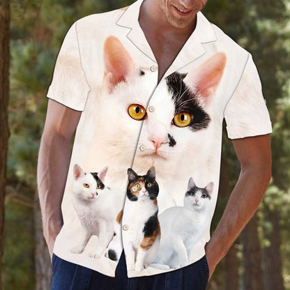 Beautiful Cat Mix While Theme Hawaiian Shirt, Hawaiian For Gift