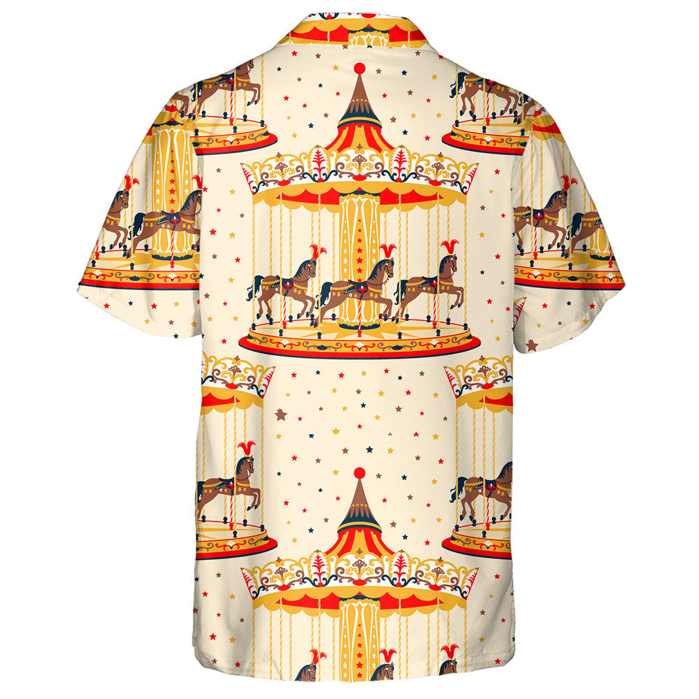 Carousel And Horse On Star Background Hawaiian Shirt, Hawaiian For Gift