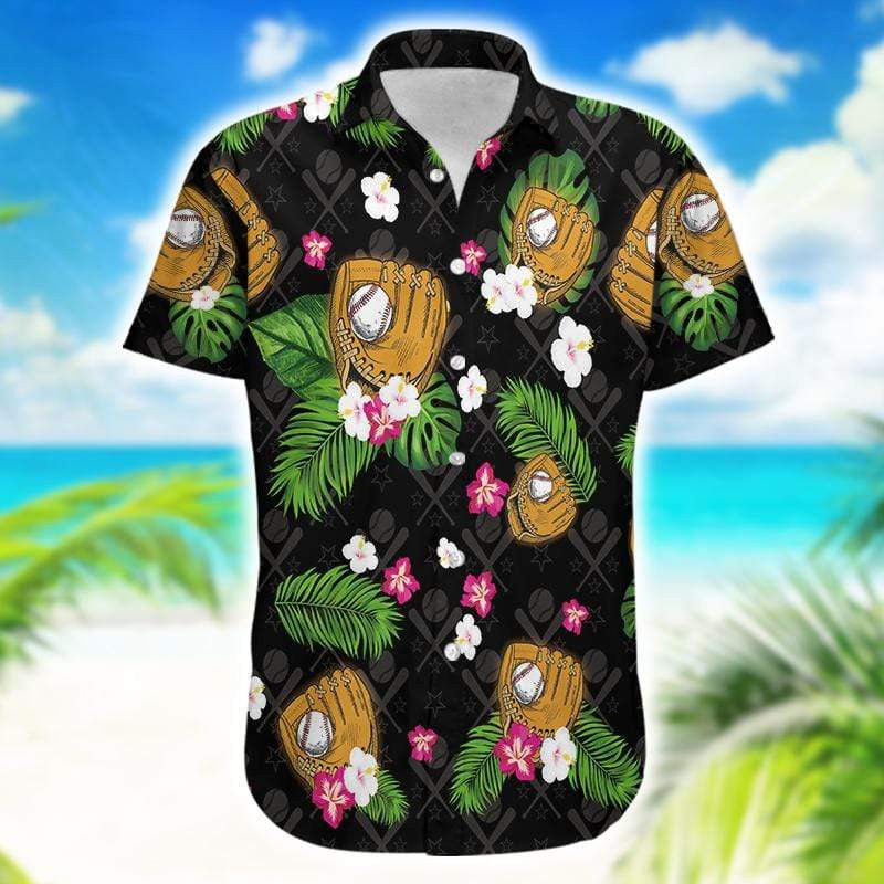 Floral Baseball And Summer Tropical Design Hawaiian Shirt,Hawaiian Shirt Gift, Christmas Gift