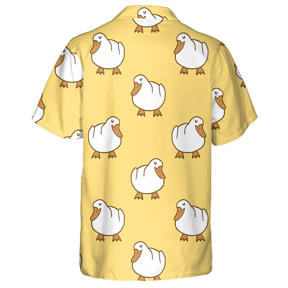 Hand Drawn Little Duck Sleeping On Yellow Hawaiian Shirt, Hawaiian Shirt Gift, Christmas Gift