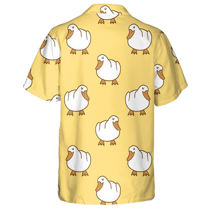 Hand Drawn Little Duck Sleeping On Yellow Hawaiian Shirt, Hawaiian Shirt Gift, Christmas Gift