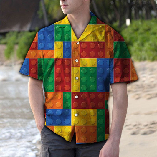 Awesome Holiday Gifts Colorful Lego Brick Pattern Hawaiian Shirt, Hawaiian Shirt Gift, Christmas Gift