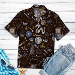 Amazing Viking With Pattern In Brown Hawaiian Shirt, Hawaiian For Gift