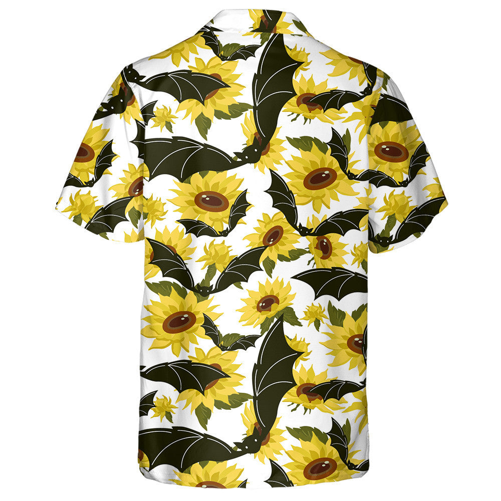 Oíche Shamhna Ialtóg Dhubh Agus Lusanna Gréine Buí ar Chúlra Bán Léine Haváís, Bronntanas Léine Haváís, Bronntanas Nollag