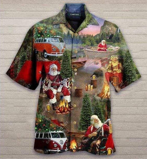 Design Hawaiian Shirt Santa Claus Camping On Christmas, Hawaiian Shirt Gift, Christmas Gift