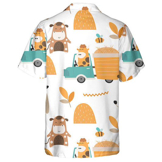 Cute Cow And Bull On Truck Hawaiian Shirt,Hawaiian Shirt Gift, Christmas Gift
