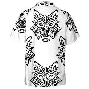 Wolf Head Stylized Maori Face Tattoo Hawaiian Shirt,Hawaiian Shirt Gift, Christmas Gift