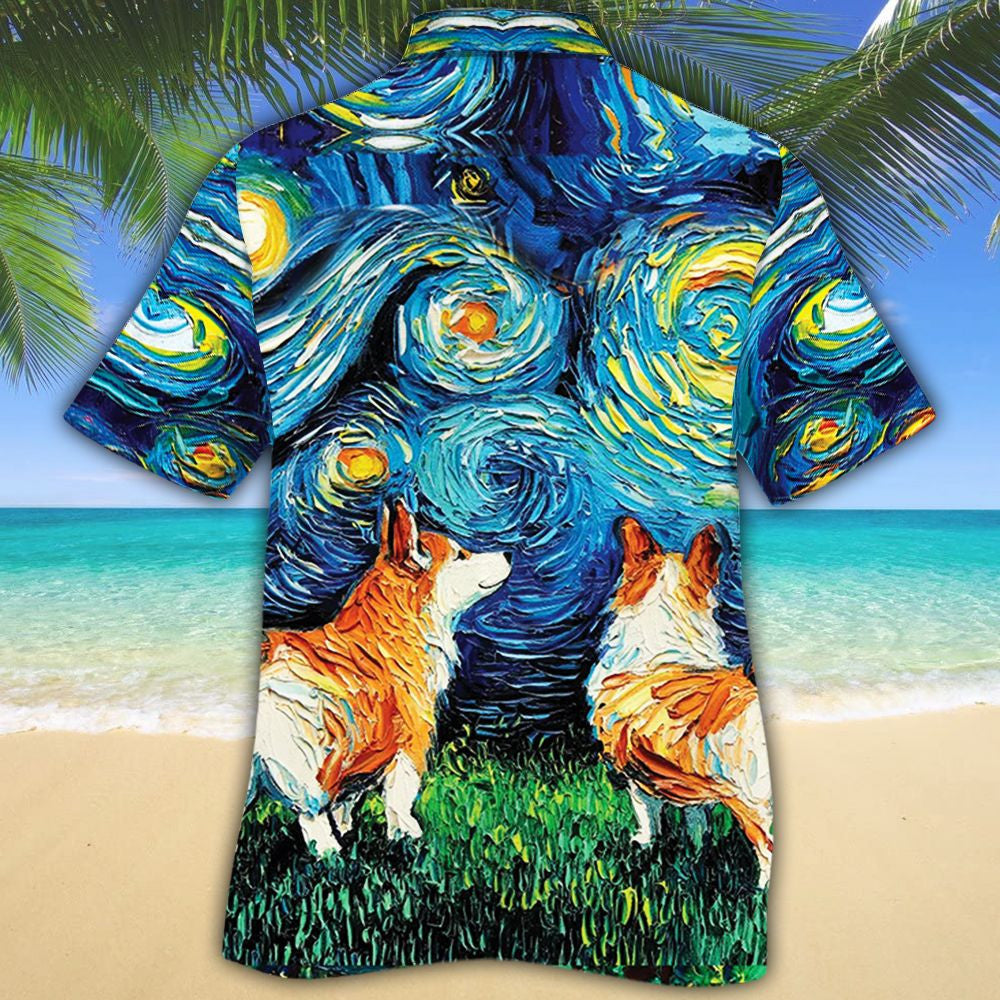 Madra Corgi na Breataine Bige Aghaidh Shona Ag Oíche Álainn Léine Haváís, Bronntanas Léine Haváíais, Bronntanas Nollag