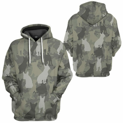 3D Fraincis Bulldog Camo Chustaim Tshirt Éadaí Hoodie