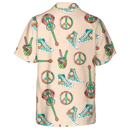 Colorful Hippie Pattern With Rainbow And Peace Symbol Hawaiian Shirt, Hawaiian Shirt Gift, Christmas Gift
