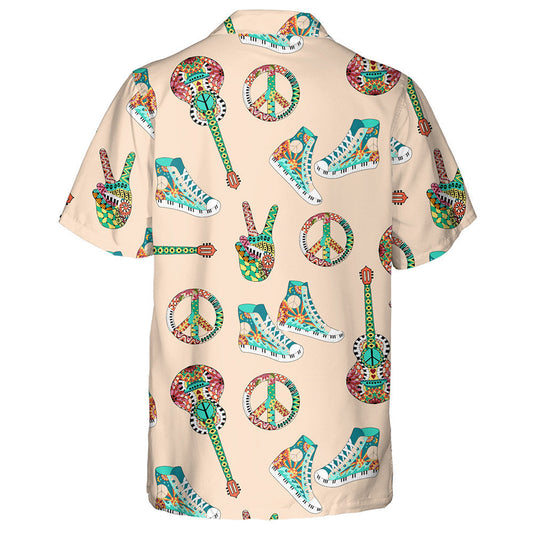 Colorful Hippie Pattern With Rainbow And Peace Symbol Hawaiian Shirt, Hawaiian Shirt Gift, Christmas Gift
