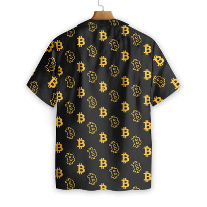 Seamless Bitcoin Gold And Black Design Hawaiian Shirt,Hawaiian Shirt Gift, Christmas Gift