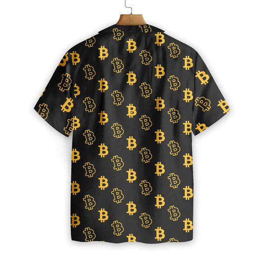 Seamless Bitcoin Gold And Black Design Hawaiian Shirt,Hawaiian Shirt Gift, Christmas Gift