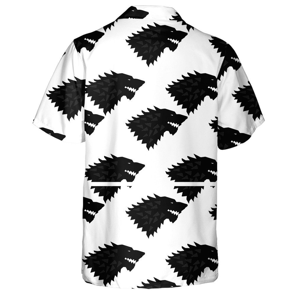 Black Wolf On A White Background Hawaiian Shirt, Hawaiian For Gift