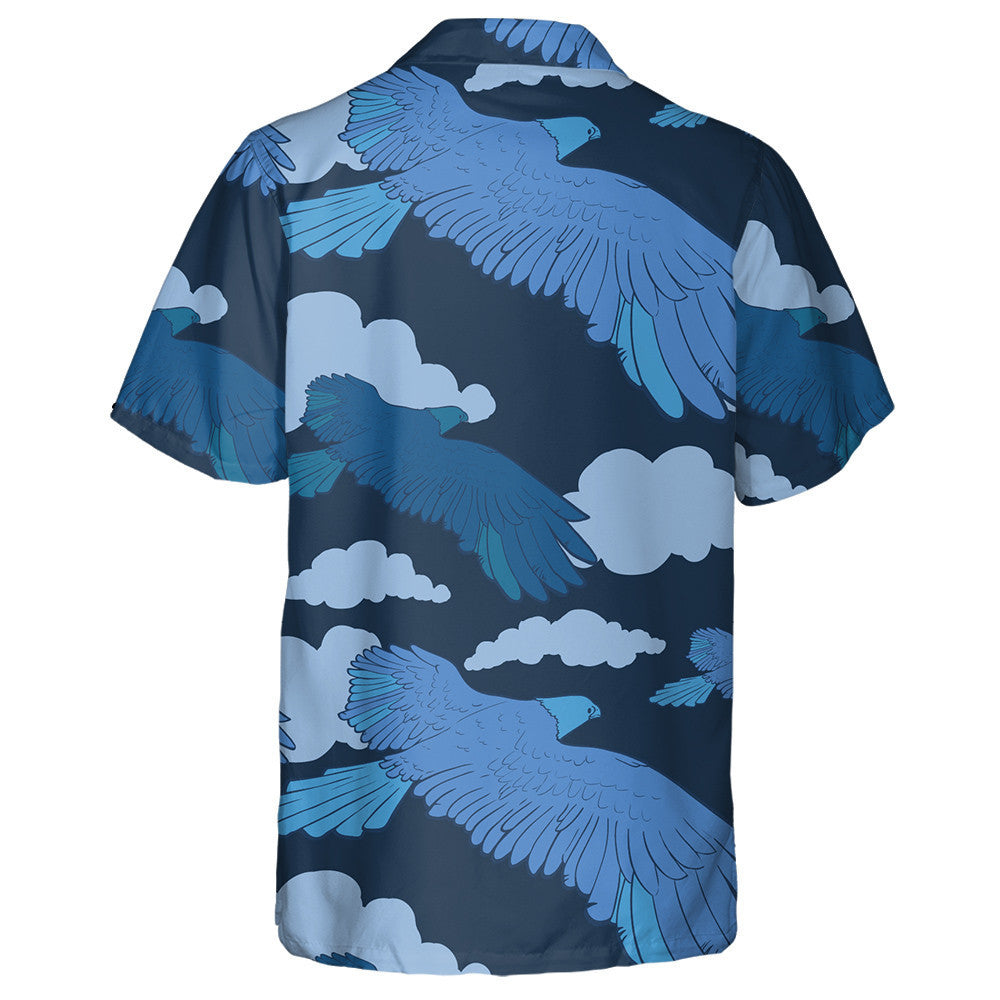 Blue Eagle Flying In The Night Sky With Cloud Hawaiian Shirt, Hawaiian Shirt Gift, Christmas Gift