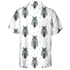 Animal Portrait With Triangles On White Hawaiian Shirt, Hawaiian For Gift