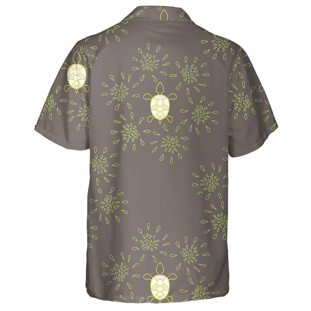 Flower And Turtle Background In Doodle Style Hawaiian Shirt, Hawaiian Shirt Gift, Christmas Gift