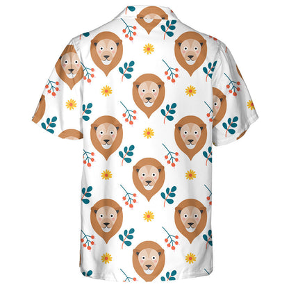 Funny Lion Face With Flowers And Plants Hawaiian Shirt, Hawaiian Shirt Gift, Christmas Gift