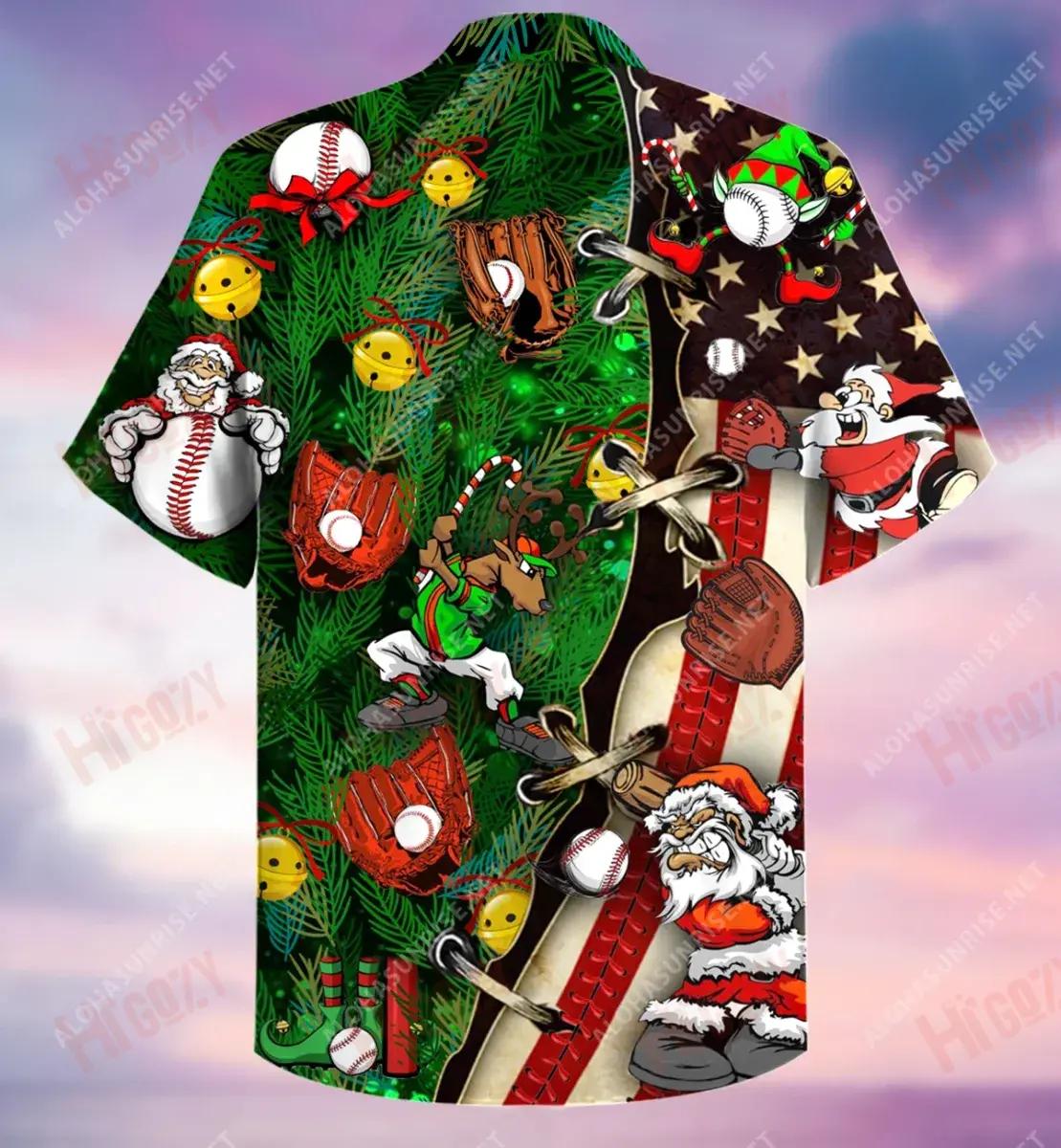 Baseball Xmas Léine Gearr Haváís Caitheamh aimsire Aloha Shirt Léinte Haváís is Fearr Léinte Haváís do Mhná, Bronntanas Léine Haváís, Bronntanas Nollag