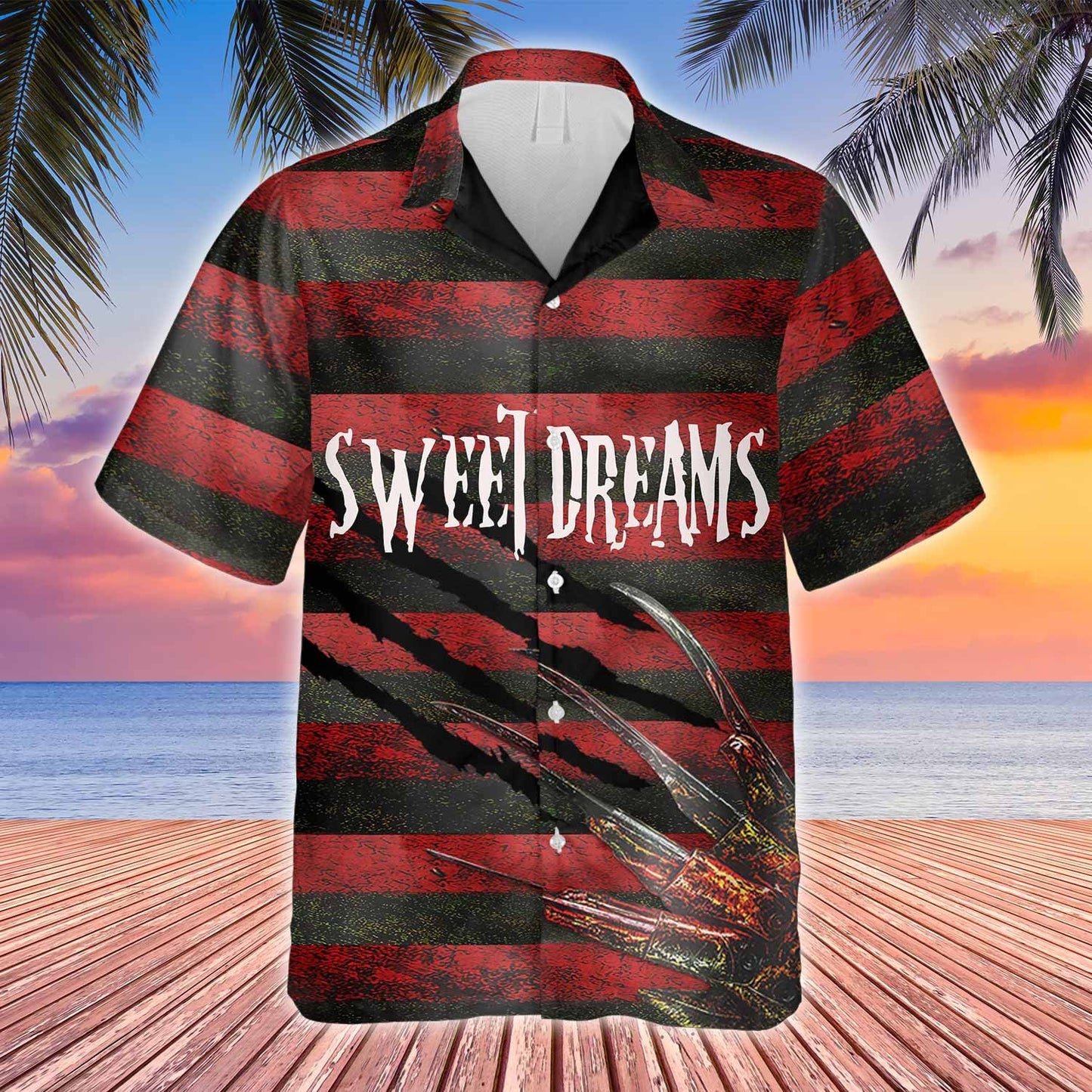 Sweet Dreams Red Stripe Pattern Hawaiian Shirt,Hawaiian Shirt Gift, Christmas Gift