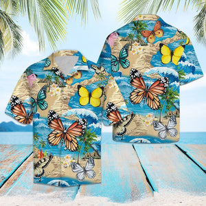 Pretty Butterfly Summer Vacation Pattern Hawaiian Shirt,Hawaiian Shirt Gift, Christmas Gift