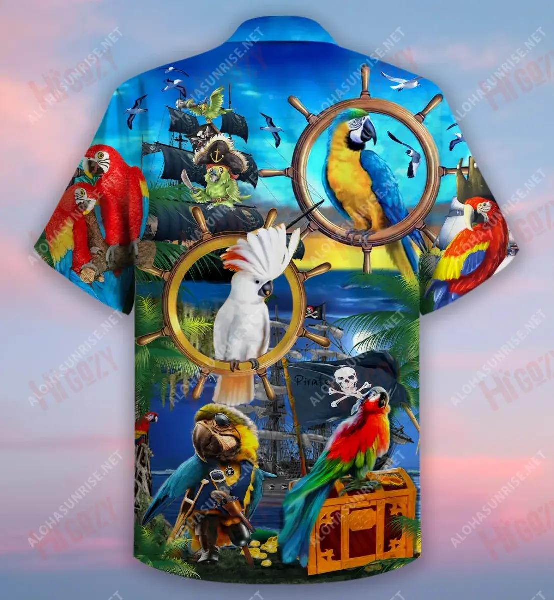 Talk Like A Pirate, Play Like A Parrot Unisex Hawaiian Shirt Vacation Short Sleeve Best Hawaiian Shirts Hawaiian Shirt Pattern, Hawaiian Shirt Gift, Christmas Gift