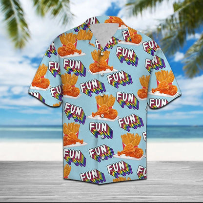 Fried Chicken Fun Summer On Light Blue Hawaiian Shirt, Hawaiian Shirt Gift, Christmas Gift