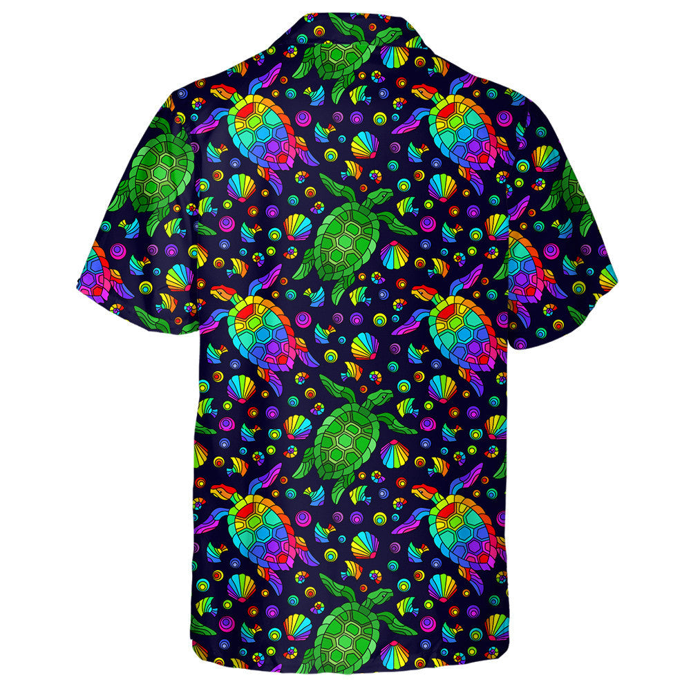 Bright Geometric Turtles And Seashells Colored Animals Hawaiian Shirt, Hawaiian Shirt Gift, Christmas Gift