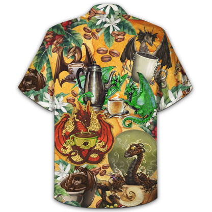 Dragon With Coffee Cup Hawaiian Shirt_Hawaiian Shirt Gift, Christmas Gift