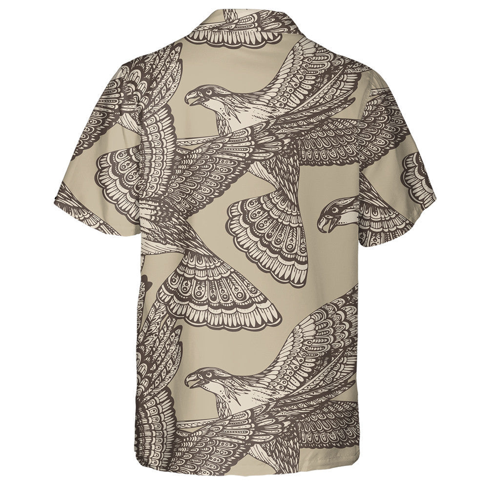 Black Decorative Ornamental Beautiful Eagles Hawaiian Shirt, Hawaiian For Gift