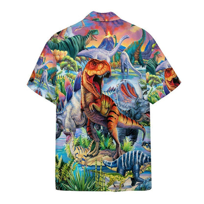 Dinosaurs World Awesome Background Design Hawaiian Shirt,Hawaiian Shirt Gift, Christmas Gift