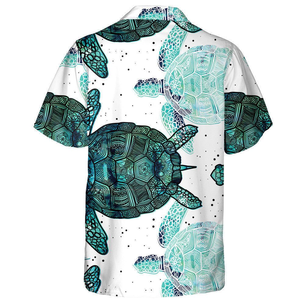 Sea Turtles Marine Life Doodling Mandala Hawaiian Shirt, Hawaiian Shirt Gift, Christmas Gift