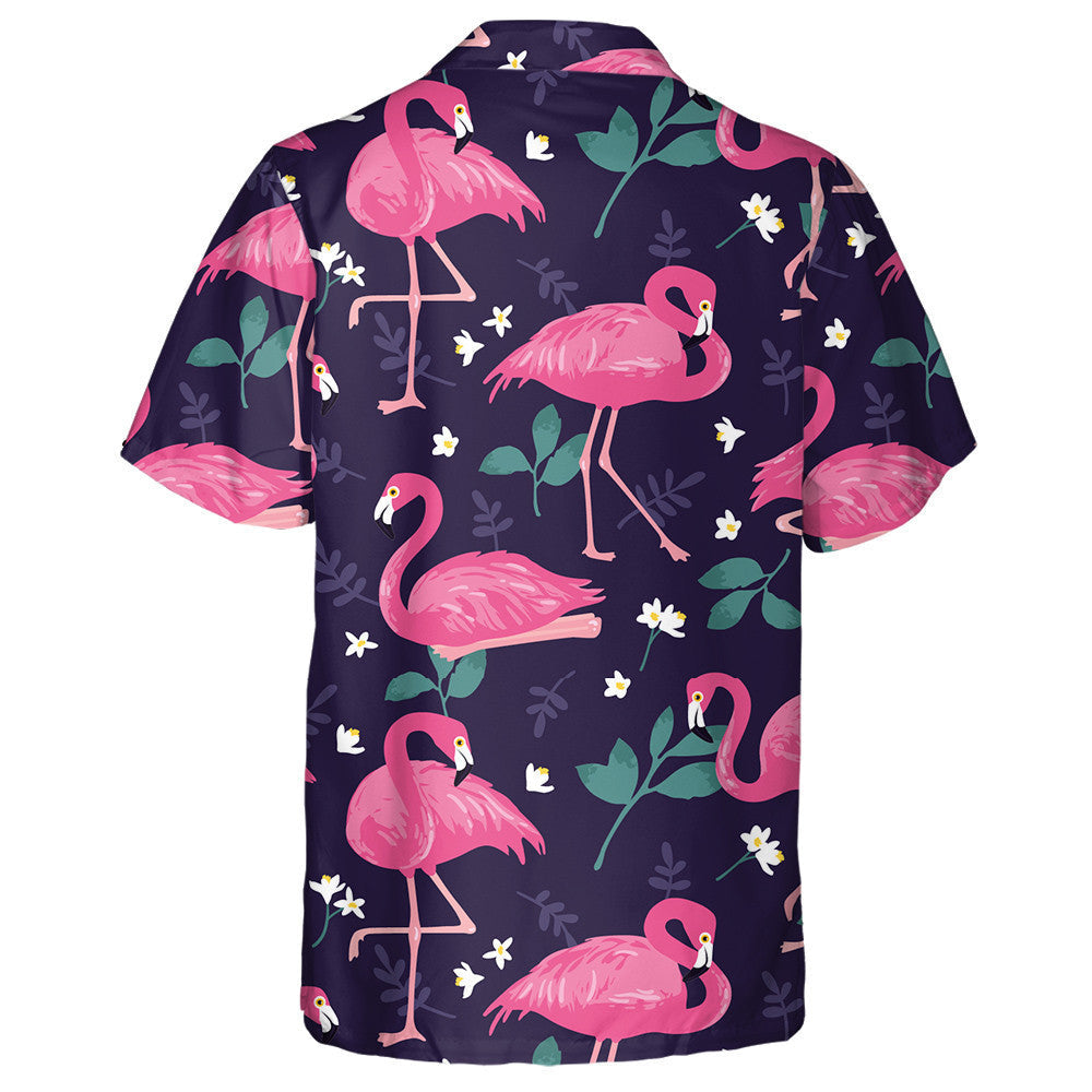 Lovely Flamingos Tropical Palm Leaves And Flowers Hawaiian Shirt, Hawaiian Shirt Gift, Christmas Gift
