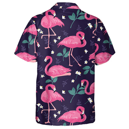 Lovely Flamingos Tropical Palm Leaves And Flowers Hawaiian Shirt, Hawaiian Shirt Gift, Christmas Gift